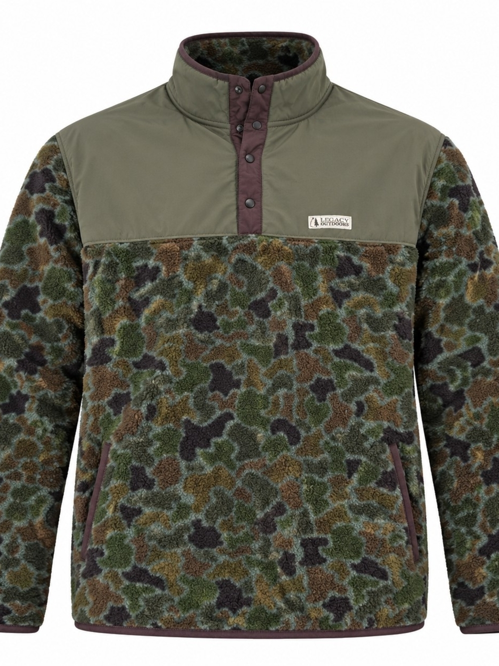 Local Boy Outfitters Quarter Snap Pullover Sweatshirt Men's Camo Size 2XL